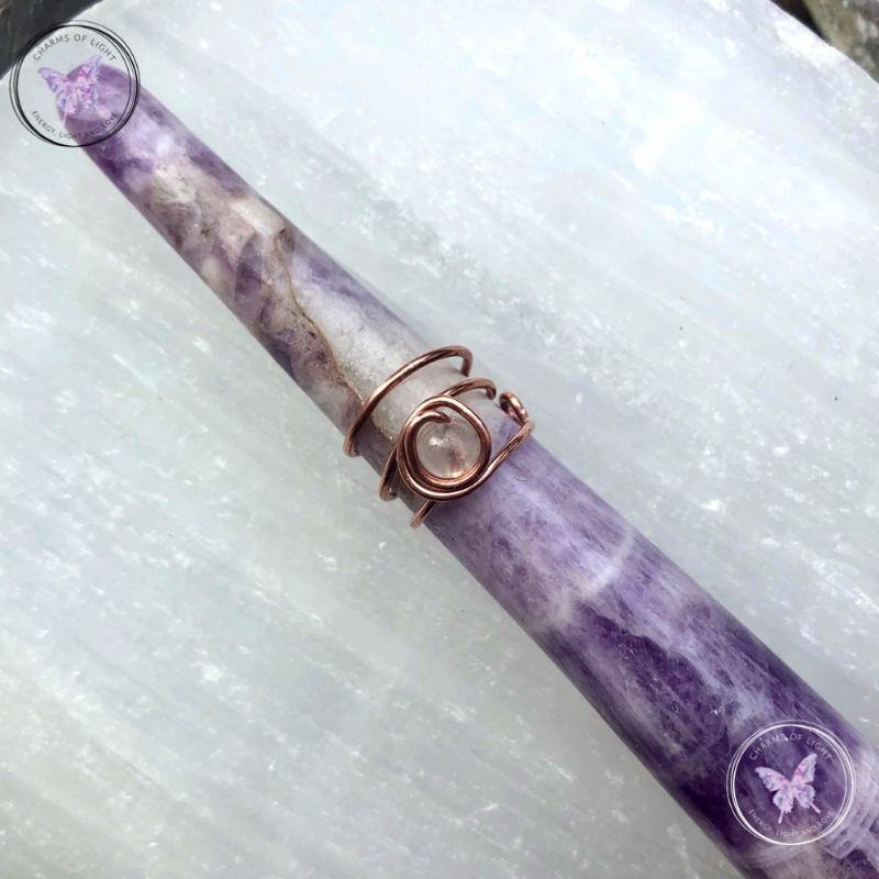 Rose Quartz Triple Band Copper Ear Cuff